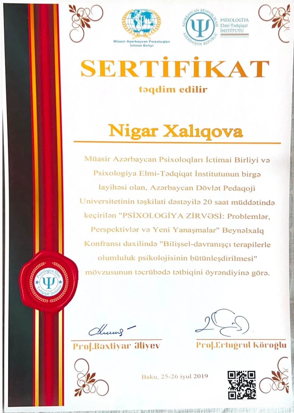 20  saatlıq psixologiya zirvəsində iştirak