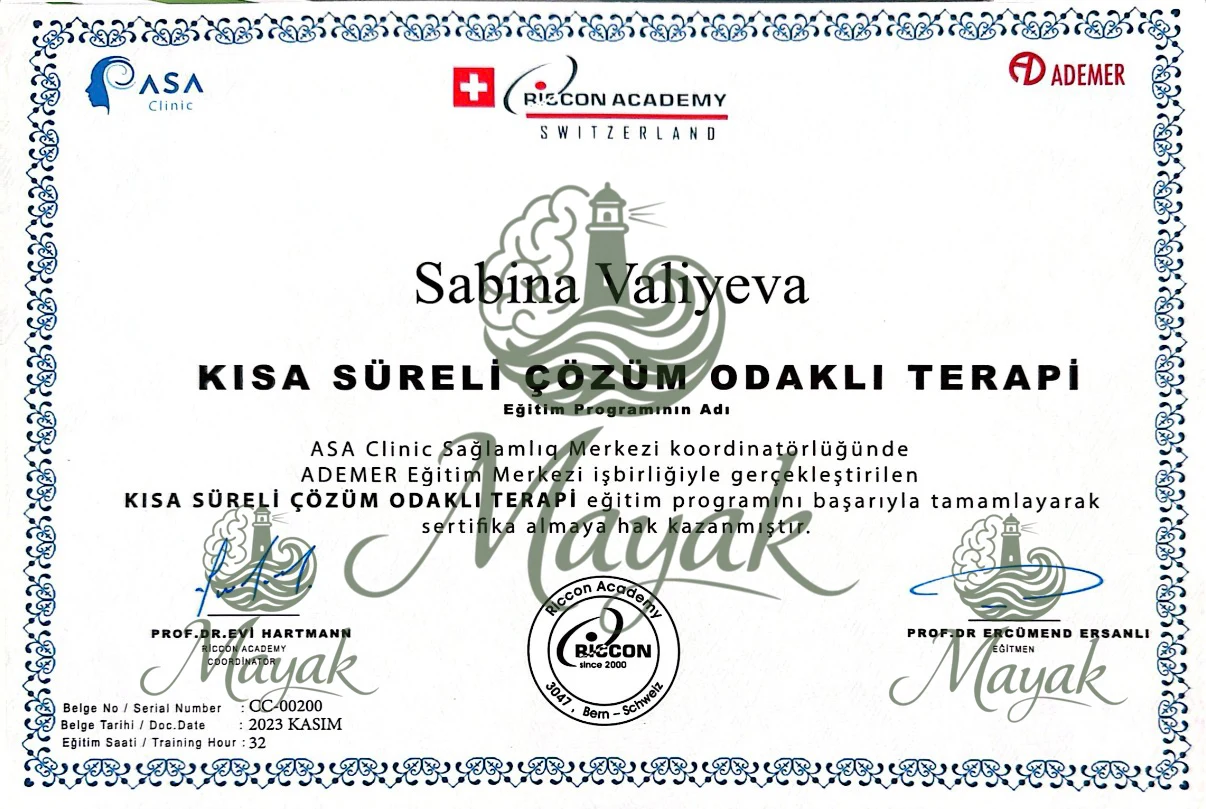 Qısamüddətli Həll Yönümlü Terapiya Təlimi