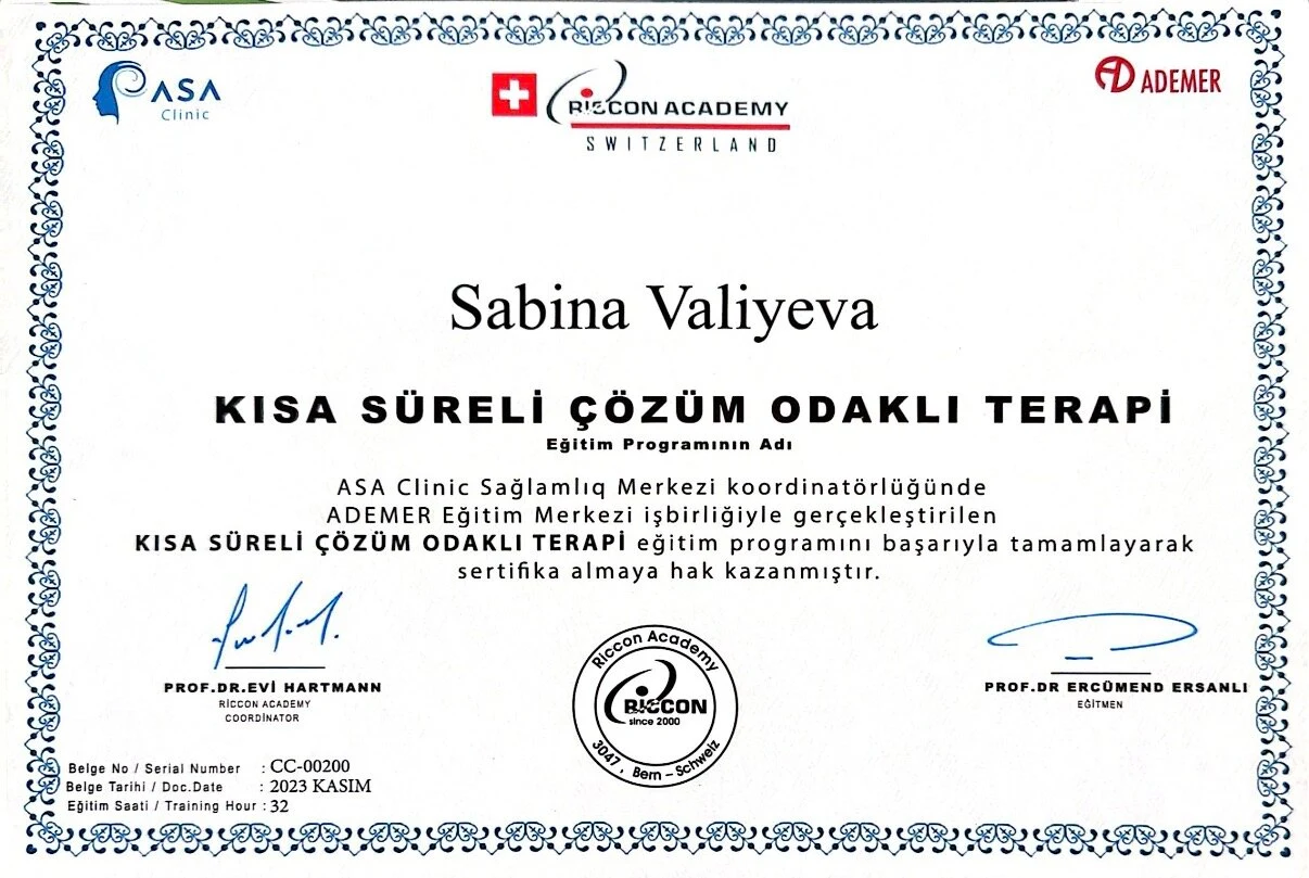 Qısamüddətli Həll Yönümlü Terapiya Təlimi